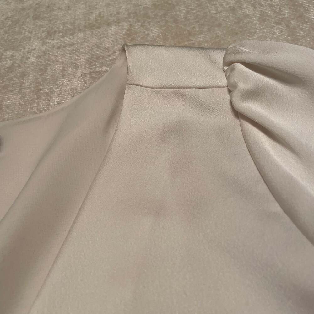 J. Crew Satin Long Sleeve Peplum Blouse Sz6 Ivory Old Money Lux - Picture 4 of 8